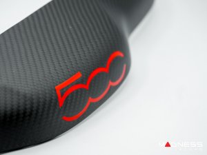 FIAT 500 Trunk Handle Cover - Carbon Fiber - Matte Carbon w/ Red 